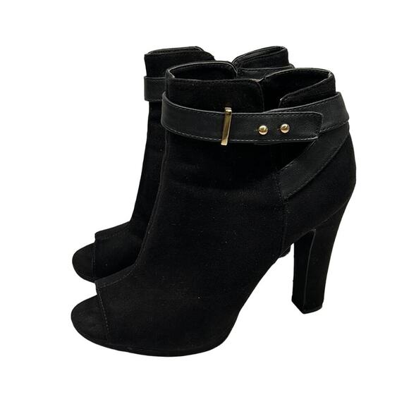 Sam Libby Black Suede Booties peep toe Size 9 Preowned - Picture 6 of 10